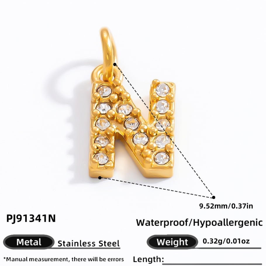 1 pieza de lujosa serie de letras diarias de acero inoxidable color dorado para mujer 