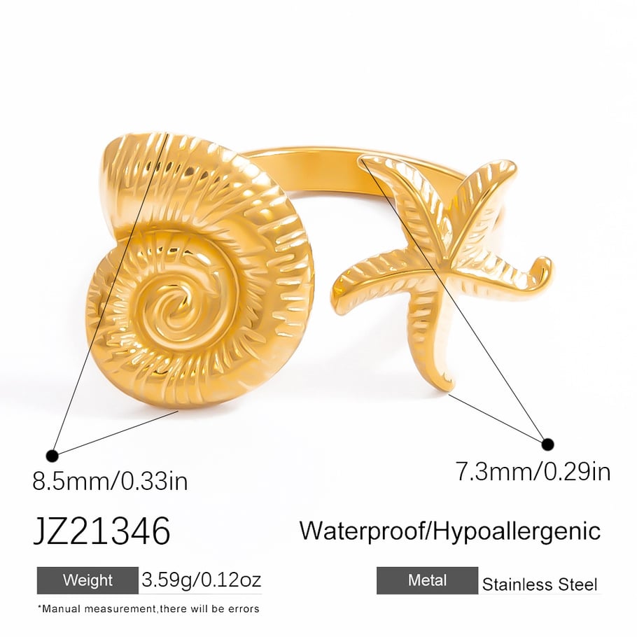 1 Piece Luxurious Series Elegant Eye Shape Nature Stone Stainless Steel Gold Color Women's Adjustable Rings 