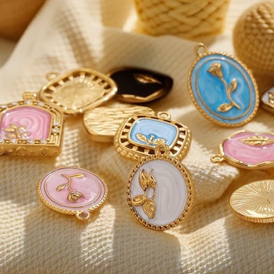 1 Piece Exquisite Series Retro Flower Oil-spot Glazing Stainless Steel Gold Color Women's Pendants h5 Picture2