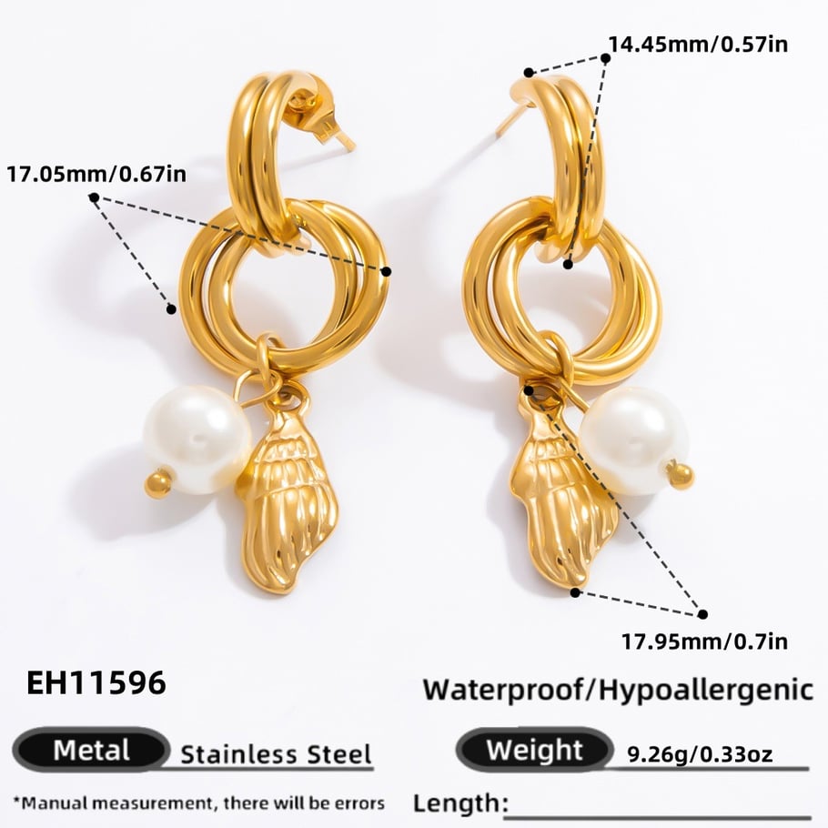 1 Pair Luxurious Series Charming Sea Horse Shape Stainless Steel Gold Color Women's Drop Earrings 
