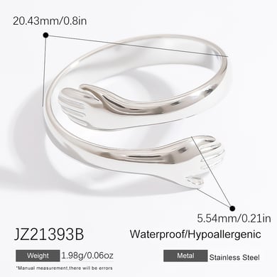 1 Piece Romantic Series Edgy Hug Figure Stainless Steel Gold Color Women's Adjustable Rings h5 