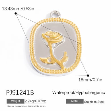 1 Stück Luxuriöse Serie Klassische Blume Edelstahl Gold Farbe Damen Anhänger h5 