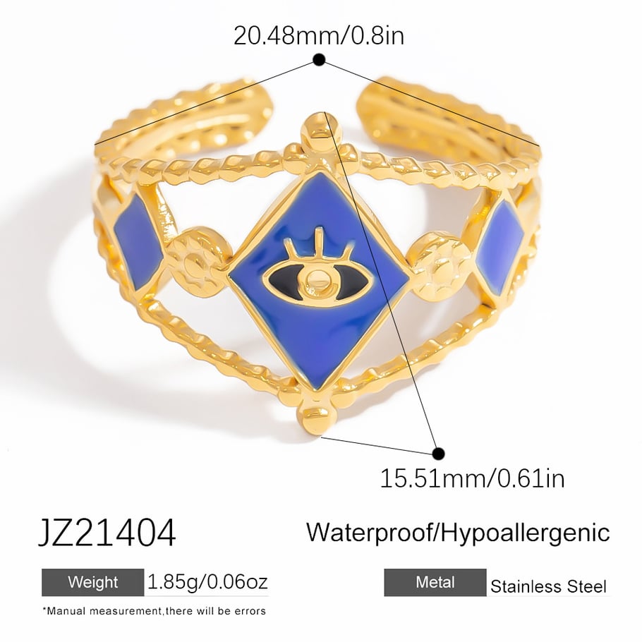 1 Piece Charming Series Chromatic Star Shape Oil- Glazing Stainless Steel Gold Color Women's Adjustable Rings 
