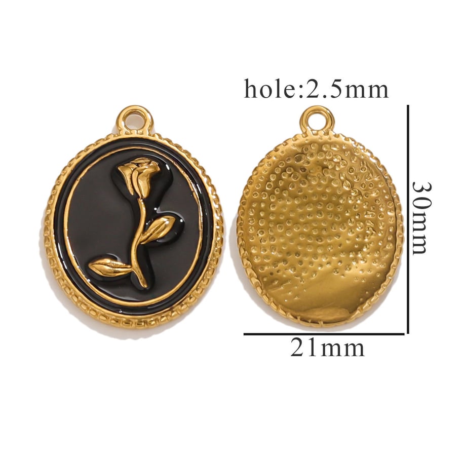 1 Piece Exquisite Series Retro Flower Oil- Glazing Stainless Steel Gold Color Women's Pendants 