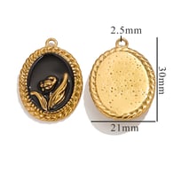 Oval Flower Pendant - Black Picture24