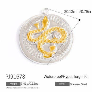 1 Piece Trendy Series Classic Flower Shape Stainless Steel Gold & Silver Mixed Color Women's Pendants h5 