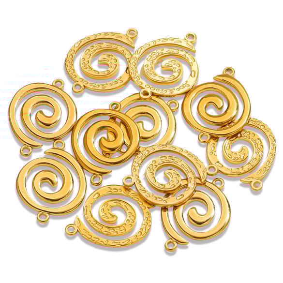 1 Stück Lustrous Series Moderne Vortex-Form Edelstahl Goldfarben Damenanhänger