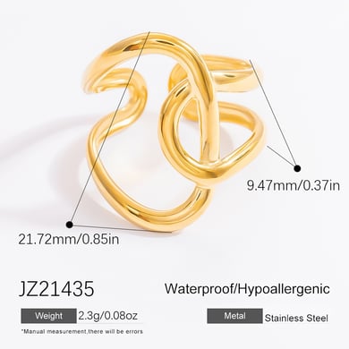 1 Stück Simple Series Classic Twist Edelstahl Goldfarben verstellbare Damenringe h5 