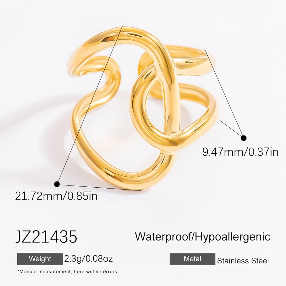 1 Stück Simple Series Classic Twist Edelstahl Goldfarben verstellbare Damenringe 