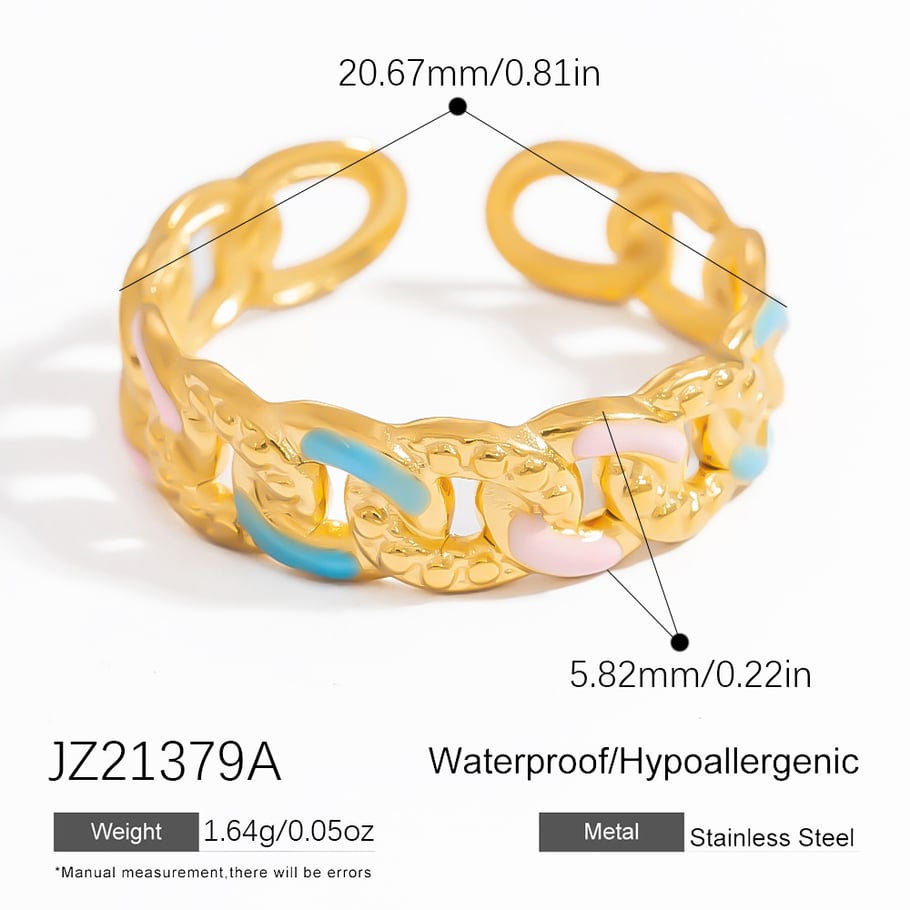1 Stück Romantische Serie Sweet Star Edelstahl Gold Farbe Damen verstellbare Ringe 