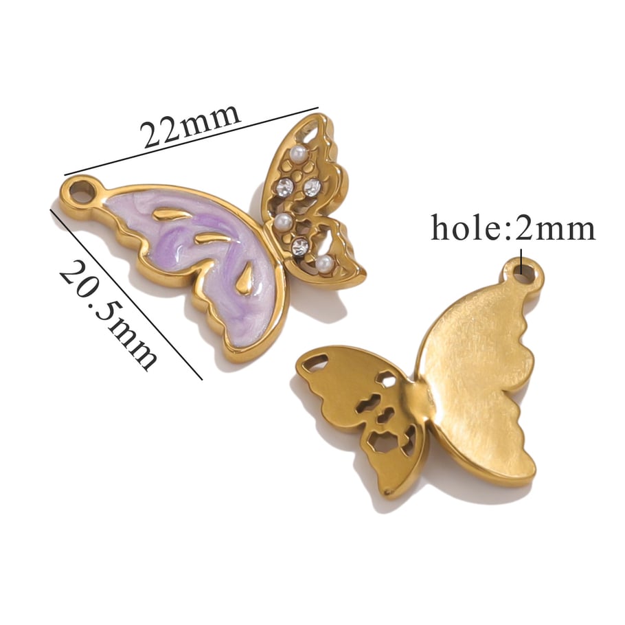 1 Stück Romantische Serie Süßes Tier Edelstahl Gold Farbe Strass Damen Anhänger 