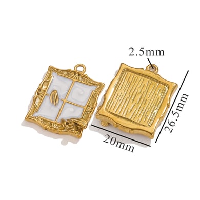 1 Piece Exquisite Series Retro Flower Oil-spot Glazing Stainless Steel Gold Color Women's Pendants h5 