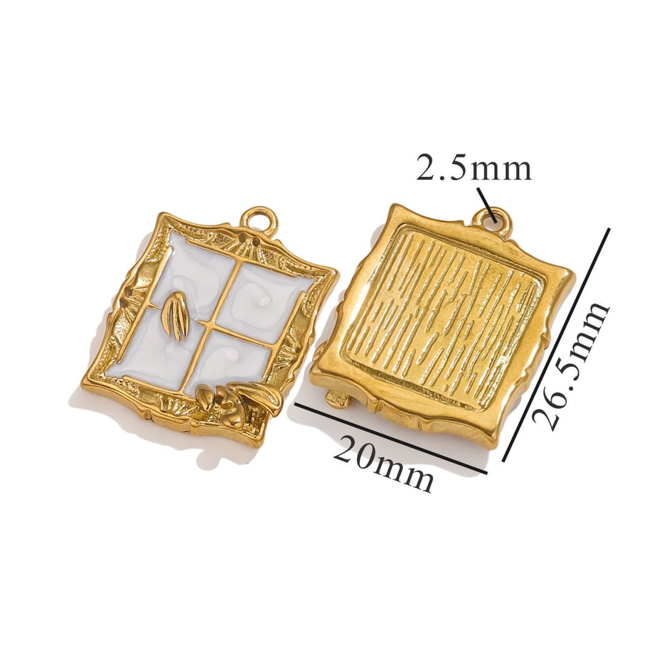 1 Piece Exquisite Series Retro Flower Oil-spot Glazing Stainless Steel Gold Color Women's Pendants 