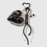 Brown leopard print heart bow cherry keychain 1 Picture2