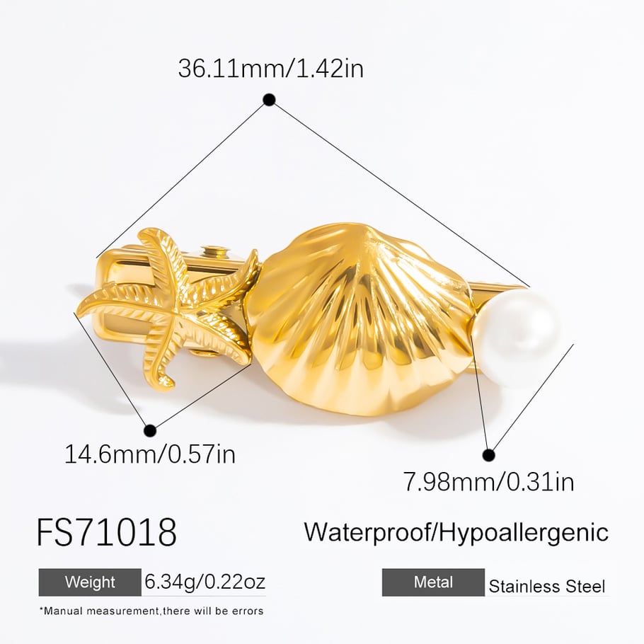 1 Piece Gorgeous Series All-match Vacation Conch Stainless Steel Gold Color Women's Hair Clips 