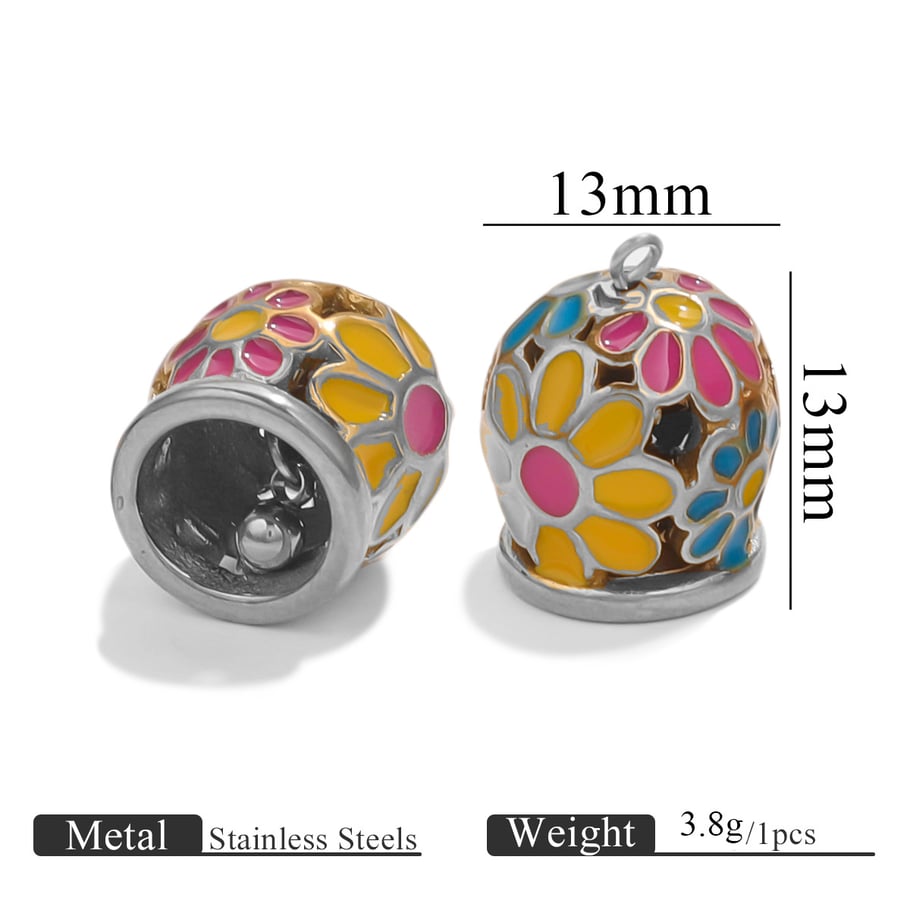 1 pieza de colgantes de acero inoxidable con diamantes de imitación de color dorado y flores retro de la serie clásica para mujer 