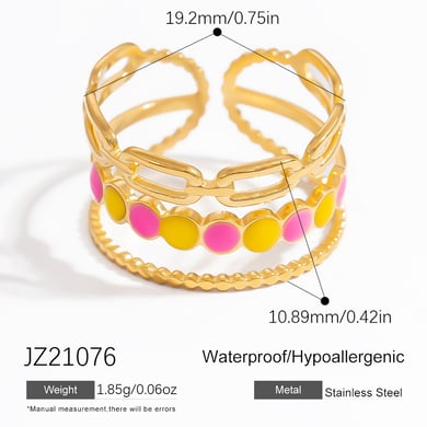 Anillos ajustables para mujer de acero inoxidable color dorado con diseño de corazón de vacaciones de la serie romántica de 1 pieza h5 