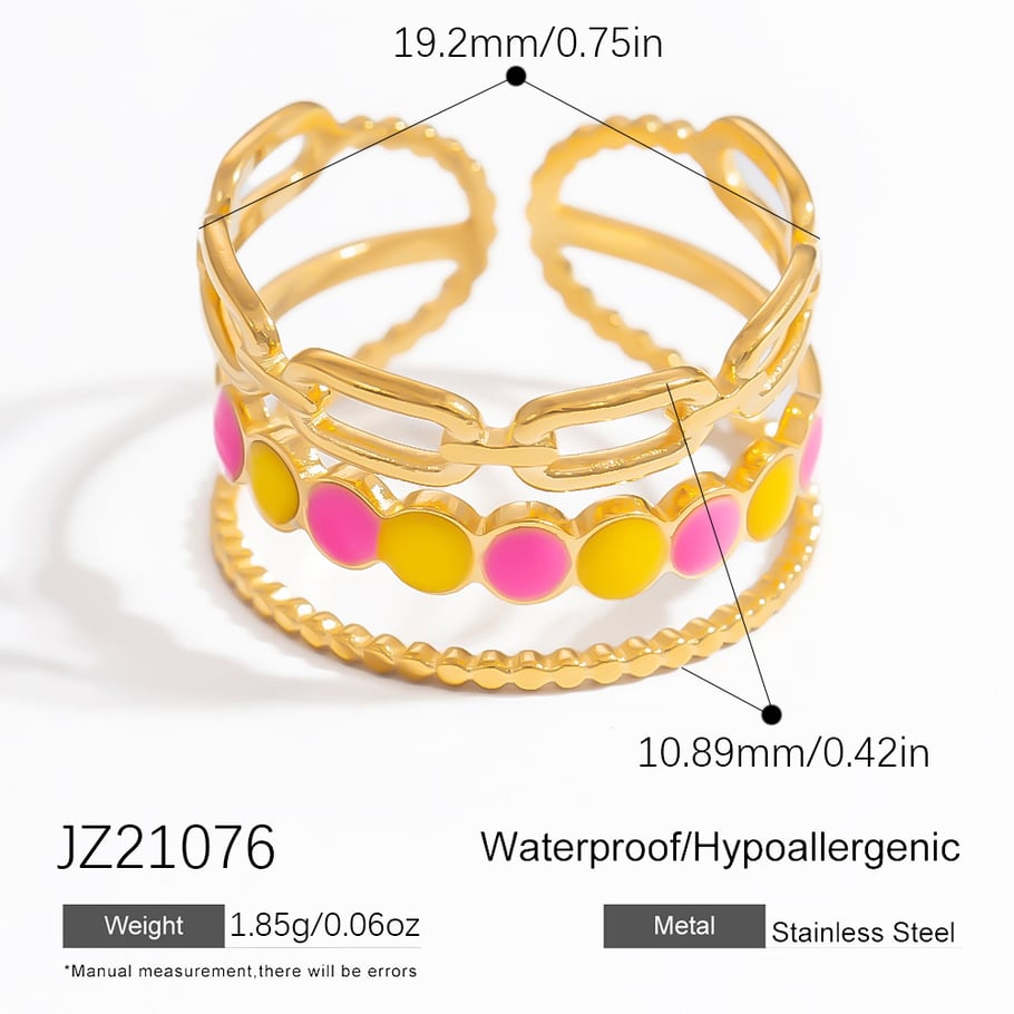Anillos ajustables para mujer de acero inoxidable color dorado con diseño de corazón de vacaciones de la serie romántica de 1 pieza 