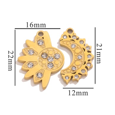 1 Piece Romantic Series Valentine Heart Shape Stainless Steel Gold Color DIY Couple's Pendants h5 