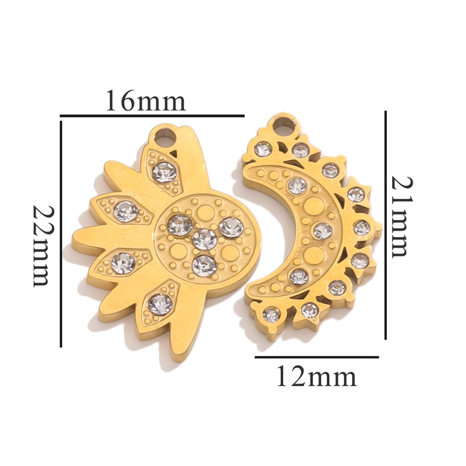 1 Piece Romantic Series Valentine Heart Shape Stainless Steel Gold Color DIY Couple's Pendants 