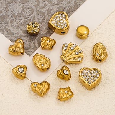 1 Stück Simple Series Retro Herz Edelstahl Goldfarben Strass Damen Anhänger h5 Bild2