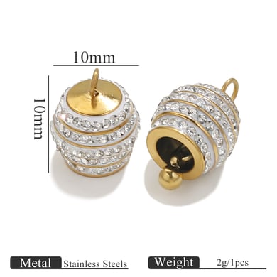 1 Stück Classic Series Retro Blume Edelstahl Gold Farbe Strass Damen Anhänger h5 