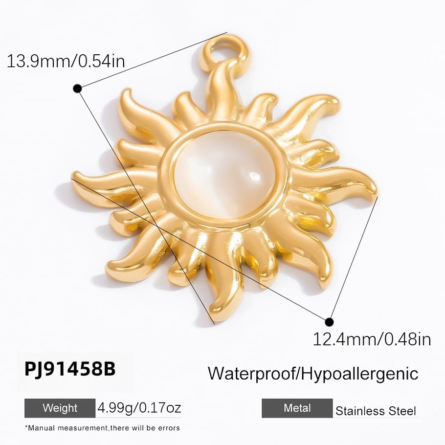 1 Stück Luxuriöse Serie Klassische Sonne/Mond Edelstahl Gold Farbe Damen Anhänger 