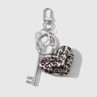 1 silver leopard print heart keychain Picture3