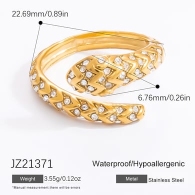 1 Piece Luxurious Series Retro Snake Shape Designable Stainless Steel Gold Color Women's Single Rings h5 