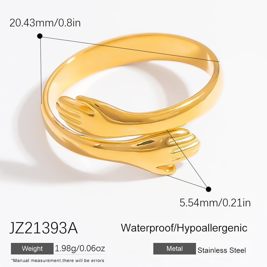 Anillos ajustables para mujer de acero inoxidable color dorado con figura romántica de 1 pieza 