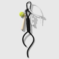1 black cat keychain with hanging rope 