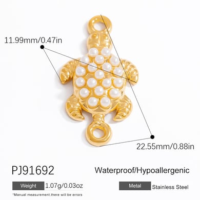 1 Piece Gorgeous Series Elegant Turtle Shape Delicate Stainless Steel Gold Color Women's Pendants h5 