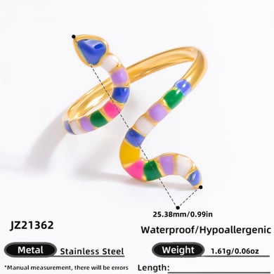 1 Stück Romantische Serie Süßes Tier Edelstahl Gold Farbe Damen Verstellbare Ringe h5 