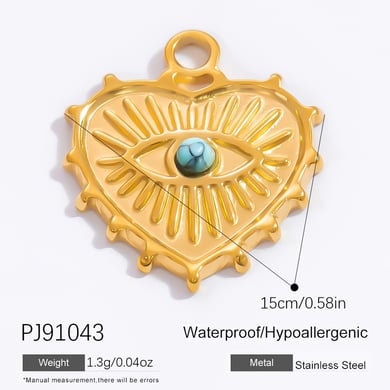 1 Stück Luxuriöse Serie Classic Eye Edelstahl Goldfarben Damenanhänger h5 