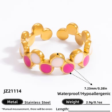 1 Stück Romantische Serie Süßes Tier Edelstahl Gold Farbe Damen Verstellbare Ringe h5 