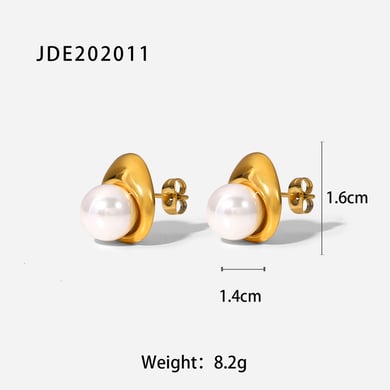 European and American INS style Internet celebrity same style 18K gold stainless steel earrings fashion personalized pearl earrings earrings women's jewelry h5 