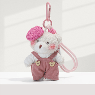 Blush White Bear-Pink Overalls 