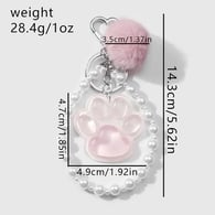 1 light pink plush cat paw imitation pearl keychain Picture2