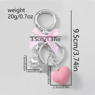 Silver chain pink bow heart keychain Picture2