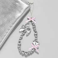Silver CCB beaded heart bow bag pendant 1 piece 