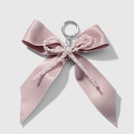 1 lotus pink pearl bow keychain 