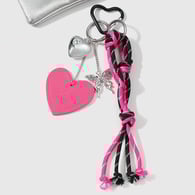 Rose red heart bow adjustable hanging rope keychain 1 
