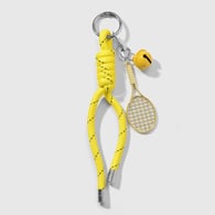 1 yellow racket bell keychain 