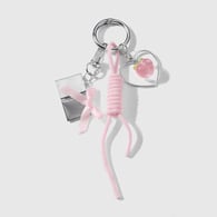 1 pink bow peach heart keychain 