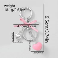 Silver star chain with lotus pink bow keychain 1 