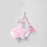 1 pink plush star-wing bear mobile phone pendant 