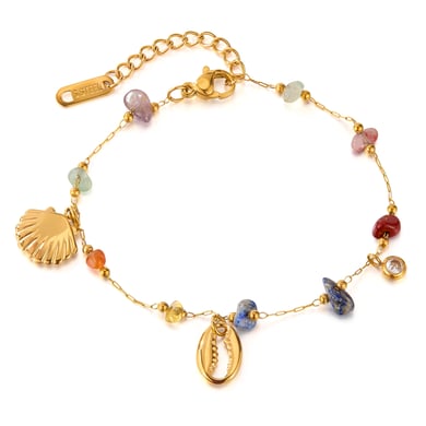 1 Piece Marine Series Polychrome Conch Stainless Steel Gold Color Women's Chain Bracelets h5 