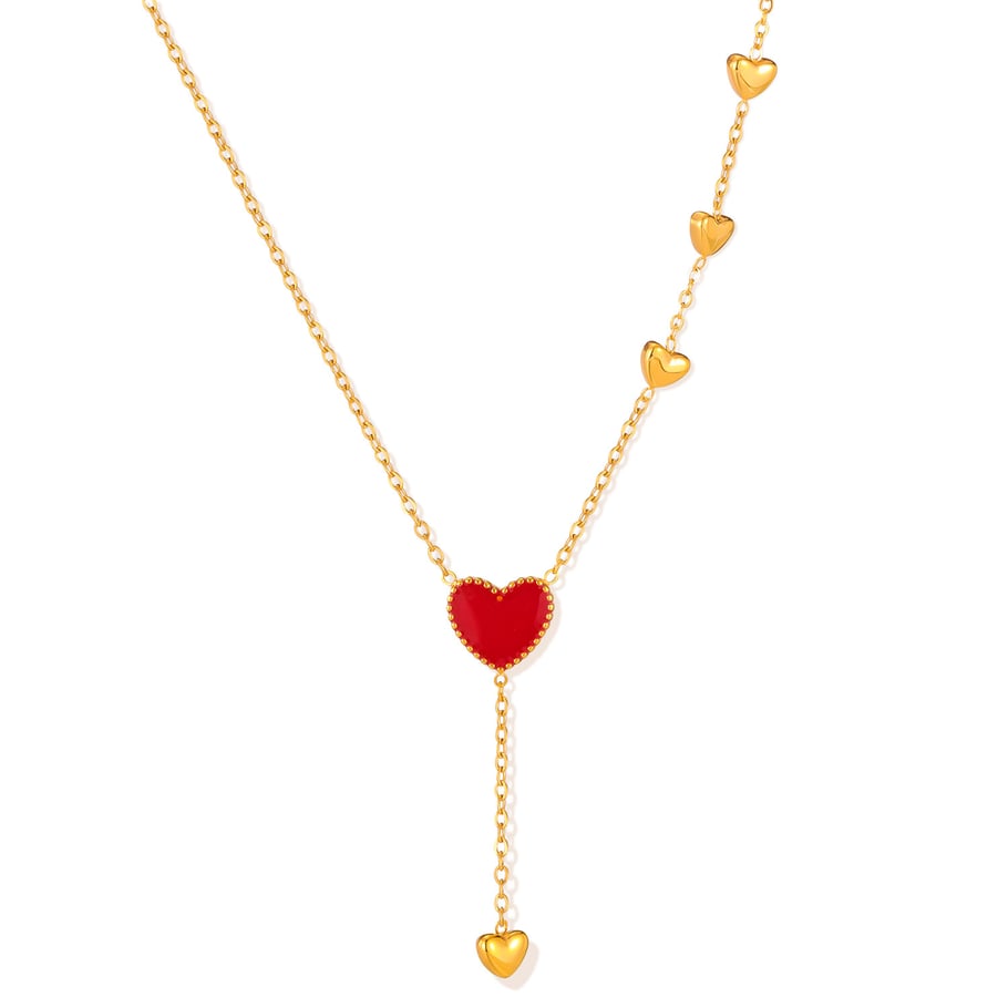1 Piece Simple Series Daily Heart Stainless Steel   Gold Color  Women's Pendant Necklaces 