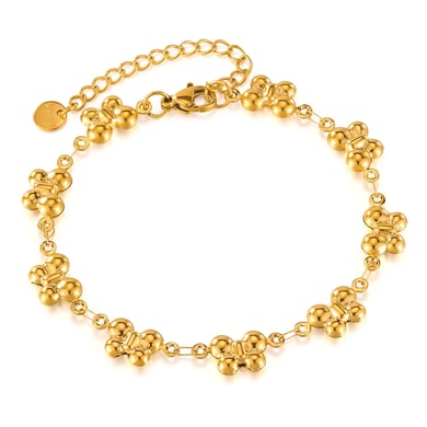 Pulsera de cadena de acero inoxidable color dorado para mujer, serie simple, 1 unidad, con diseño de animales para uso diario. h5 