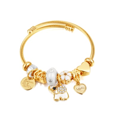 1 pieza de pulseras de acero inoxidable con diseño de animales lindos para mujer h5 